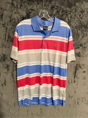 Izod Blue, Red & Gray Striped Polo